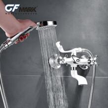Классический смеситель для душа ванной кран смеситель кран с ручной душевой головкой набор настенный хромированный латунный спрей живопись GFmark 32968694078