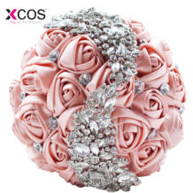 Розовое золото, розовое Свадебные цветы Свадебные букеты 2018 Sparkly роскошный кристалл алмаза для невесты Ramos De Novia xcos 32867905277