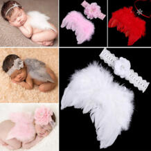 Милый реквизит для фотографирования новорожденных, состоящий их белых крыльев ангела; костюм из крыльев и повязки на голову; детский реквизит для фотографирования GAOKE 32746934198