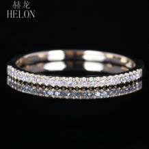 Твердые 10 К желтое золото проложить натуральный Diamond Половина Вечности Кольцо Обручение обручальное вечерние Fine Jewelry Для женщин кольцо Мода HELON 32679958138