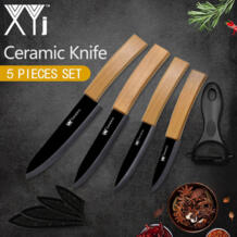 бамбуковая ручка кухонный нож кухонные принадлежности черное керамическое лезвие нож кухонный набор кухонных инструментов 3 "4" 5 "6" + Овощечистка XYj 32853212438