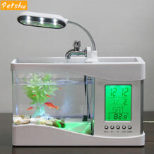 USB мини аквариум с светодиодный лампой дисплей светодиодный экран и часы украшение для дома аквариум petshy 32957794061