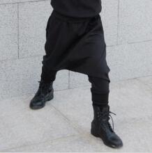 2019 г., однотонная Подлинная Одежда для мальчиков шаровары в стиле хип-хоп, танцевальные штаны с большим шаговым швом спортивные штаны для маленьких мальчиков XI KA 32789104425
