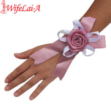 Wifelai-цвет на заказ дешевые шелк розовыми цветами наручные Цветы невесты лента брак Свадебный корсаж ручной цветы SW076 WIFELAI-A 32816319801