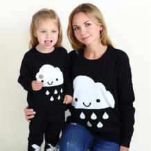 Дождевая тучка, пуловеры, хлопковый свитер, одинаковые комплекты для мамы и дочки, осенне-зимняя одежда с изображением губ в полоску для мамы и ребенка LYONAVA 32777174490