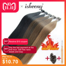 Isheeny 14 "0,6 г Remy Nano расширения кольца в микрошарики волос 25 шт. прямые европейские натуральные волосы на капсула No name 32879976351