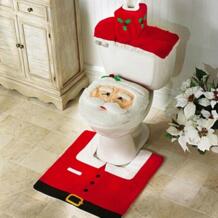 3 шт./компл. Рождественский Санта-сиденье для унитаза нескользящий коврик для ванной комнаты Toliet ковер, украшение на Рождество для дома Новый год коврик GUIGUIHU 32828505628