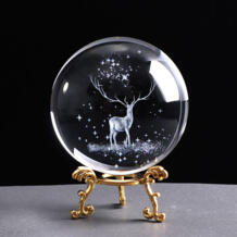 80 мм миниатюрный Wapiti стеклянный шар 3D лазерное прозрачное гравированное украшение Хрустальная Сфера украшение домашний Декор подарок на день рождения Глобус XYGYP 32951658344