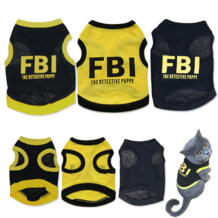 FBI креативный жилет для собак, 100% хлопок, черная футболка для кошек, весна-лето, футболка для собак, детектива, щенка, кошки, одежда для домашних животных, XS-L WZYAS 32915113518