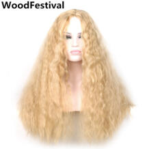 Женские синтетические парики из дерева, термостойкие Разноцветные длинные кудрявые кукурузы, пышный парик, косплей WoodFestival 32807801395