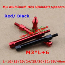 20 штук M3 * л + 6 сплава прокладки анодированный красный/черный Алюминий шестигранный натяжители для Модель автомобиля Алюминий интервальный винт Xyfster 32779711970