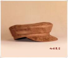 Замшевая кожаная военная шляпа для мальчиков и девочек с плоским верхом армейская Кепка на заказ размер темно-синяя шляпа коричневый синий цвет для мужчин и женщин Xongkoro 32838794651