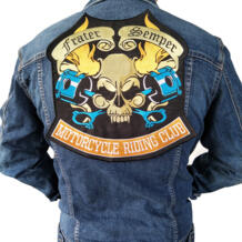 Большой размеры байкер патч для куртка бэк панк мотоцикл вышивка Скелет Байкерский значок, Череп патч аксессуары одежды распродажа Graceful Life 32305506875