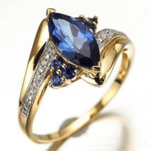 Оптовая продажа мода дамы обручальные кольца 18 К позолоченные обручальное кольцо для женщин синий сапфир ювелирные изделия бесплатная доставка suohuan 1667596022