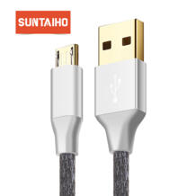 Позолоченный Micro USB кабель, нейлон Быстрая зарядка android USB зарядное устройство Дата кабель 1 м/2 м/3 м для samsung/Xiaomi/LG/htc Suntaiho 32791129207