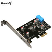 Большой Q PCI 2-Порты и разъёмы USB 3,0 19-pin USB3.0 PCI-E PCI Express Райзер-карта PCIe материнская плата 20 P 20-контактный разъем адаптера Great-Q 32651127839