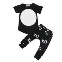 2019 новая детская одежда повседневная одежда для маленьких мальчиков футболка с коротким рукавом + брюки 2 шт. комплект одежды для малышей Одежда для младенец 2 цвета Wotisyge 32598216633