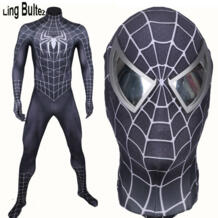 высокое качество Новое поступление мышечный оттенок костюм черного человека-паука черный Raimi Человек-паук спандекс костюм черный костюм героя Ling Bultez 32791267901