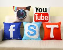 Мгновенное сообщение приложение дизайн чехлы для подушек Facebook YouTube Skype медиа логотип декоративные Чехлы для подушек диван наволочка 40x40 см WONDERISE 32636623910