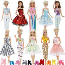 20 шт./лот/партия = 5x блузка брюки наряд + 5x платье принцессы платье + случайный 10x Обувь Аксессуары Одежда для куклы Барби подарок игрушка XYBEI 32287711478