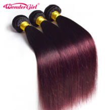 Прямые волосы Омбре Связки 1B 99J/бордовый два тона бразильский человеческие волосы Weave можно купить 3/4 не Remy Wonder girl 32812028129