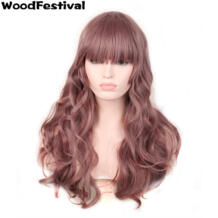 Таро Цвет фиолетовый парик Косплэй парик с длинными кудрявыми волосами термостойкие парики для Для женщин синтетические парики с челкой WoodFestival 32804186192