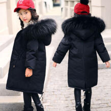 Новая детская зимняя куртка высокого качества, зимнее пальто для девочек, детские теплые длинные пуховые пальто с меховым воротником и капюшоном для подростков, От 5 до 14 лет GCWHFL 32885181035