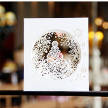 3D всплывающая бумага вырезанные кольца Merry Рождество 3D Дерево коробки Снежинка Дизайн Greeging карты Винтаж открытки с текстом Paper Spiritz 32707407602