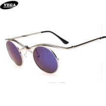 круглый стимпанк очки Для мужчин Для женщин из металла очки в стиле хиппи лучший круг хип-хоп солнцезащитных очков стилей 3065 Vega 32496416160
