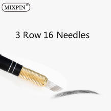 Три ряда 16 игл иглы для микроблендинга Перманентный макияж бровей татуировки лезвия для 3D вышивка руководство ручка машина MIXPIN 32827256082
