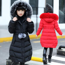 Детская зимняя теплая куртка с капюшоном для девочек, новый дизайн 2018, модная повседневная верхняя одежда с хлопковой подкладкой, парка, детская одежда, пуховик GCWHFL 32825153864