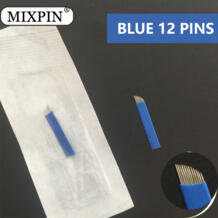 100 шт. лезвие татуировки синий 12 Pin Перманентный макияж ручной бровей конические лезвия 12 игл Sobrancelha микроблейдинг иглы MIXPIN 32779749581