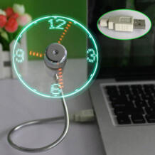 Креативные USB мини часы светодио дный свет USB вентилятор время часы регулируемые настольные часы Портативный Гибкий Прохладный гаджет время дисплей GREEN TIME 32871614823