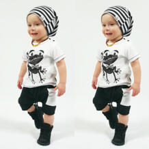 2019 Лидер продаж комплекты одежды для маленьких мальчиков младенческой короткий рукав одежда для маленьких девочек лягушка узор футболка + штаны одежда новорожденных Wotisyge 32725164564