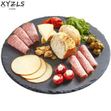 Круглый природных шиферная столовая тарелка диаметр 20 см 25 см 30 см твердого камня пиццы сыр стейк блюдо плоская тарелка Фруктовница XYZLS 32795597539