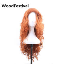 Дерзкий вьющийся оранжевый парик Косплей Длинные Синтетические парики термостойкие WoodFestival 32808716512
