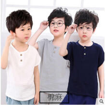 2018 летние рубашки для маленьких мальчиков, блузка, хлопковые топы для малышей, повседневные льняные блузки для малышей, рубашки с круглым вырезом и принтом для мальчиков, одежда для детей beikinyuans 32869590671