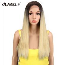 Благородный синтетический Синтетические волосы на кружеве парик 20 дюймов длинные Синтетические волосы на кружеве прямые синтетические парики для Для женщин термостойкие блондинка парики, кружева NOBLE 32840716297