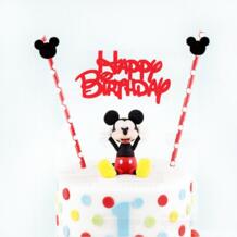 Микки Bithday торт Топпер, мышь украшение для торта на день рождения на тему "Лошадки карусели" флаг с бумажной соломы, человек паук, Миньоны торт флаг-украшение Xinka 32631592636