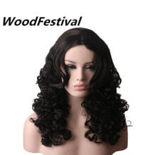 Парики из искусственных волос без шапочки-основы короткий волнистые черный парик для Хэллоуина карнавальный парик WoodFestival 32809187879