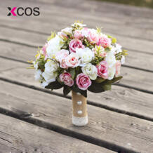 новый фиолетовый белый свадебный букет ручной работы искусственный цветок &laquo;Роза&raquo; buque casamento свадебные искусственные цветы украшения xcos 32889998652