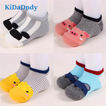 /Хлопковые милые дизайнерские детские носки с изображением животных с силиконовой подошвой, Нескользящие Детские носки-тапочки LL104R kidadndy 32832311730