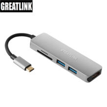 Thunderbolt 3 концентратора mini Dock Тип usb C к HDMI USB3.0 кабель TF SD карты 5IN1 адаптер разветвитель для Macbook Pro 2017 Dell XPS 13 GREATLINK 32846847107