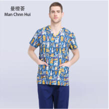 Ветеринарная рабочая одежда с принтом щенка хирургическое платье Медицинская Профессиональная форма набор ветеринарная больница Спецодежда для врача медсестры Man Chnn Hui 32870383454