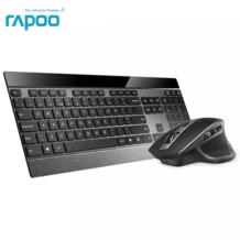 Multi-mode Беспроводной тонкий металлический клавиатура и Перезаряжаемые лазерной Мышь Combo Bluetooth 3,0/4,0 и 2,4 г переключаться между 4 устройства Rapoo 32892870444